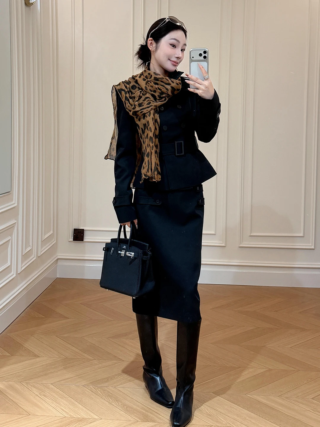 Women's Autumn Fashion Commute Slim Fit Coat And Skirt Set High Waist Midi Length Casual Style Two Piece Ensemble