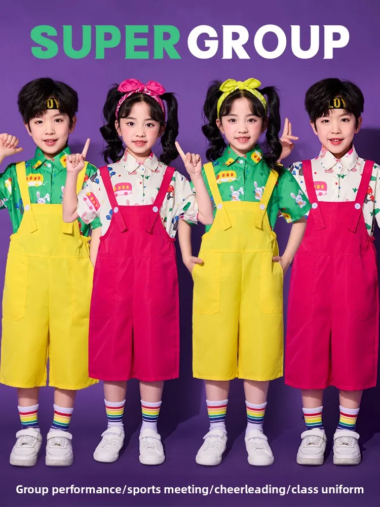 

Children's Performance Outfits National Day Parade Crew Ne ort Sve Polyester T-irt And orts for Kindergarten Choru...