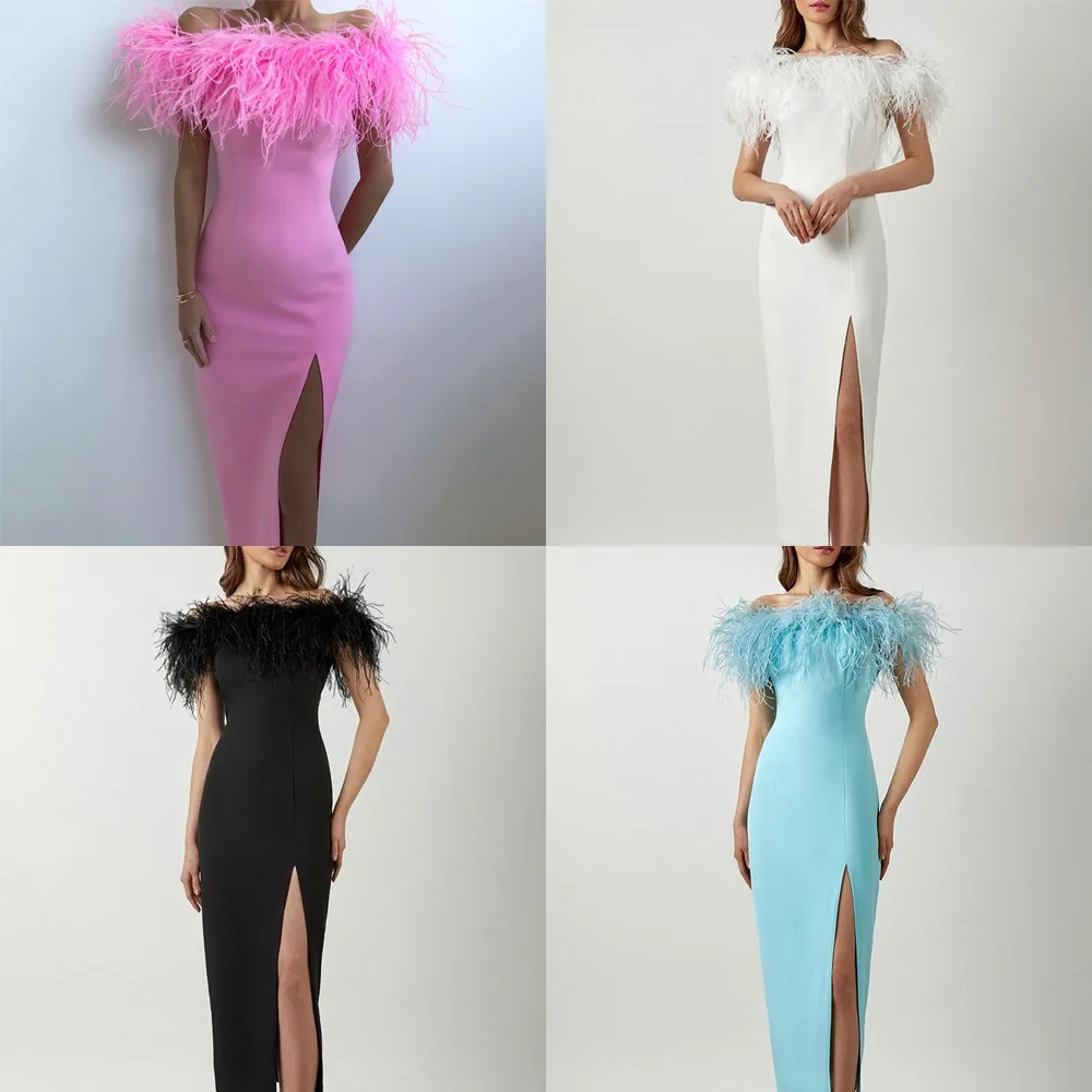 

Вечернее платье Ele Feathers на одно плечо для женщин, весна-лето, новинка, бальное, с завышенной талией, длинная юбка, для элегантных дам