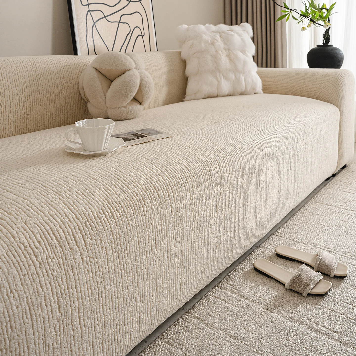 غطاء أريكة جاكار لغرفة المعيشة غطاء أريكة مرن سميك 1/2/3/4 مقاعد على شكل حرف L غطاء أريكة الزاوية #1