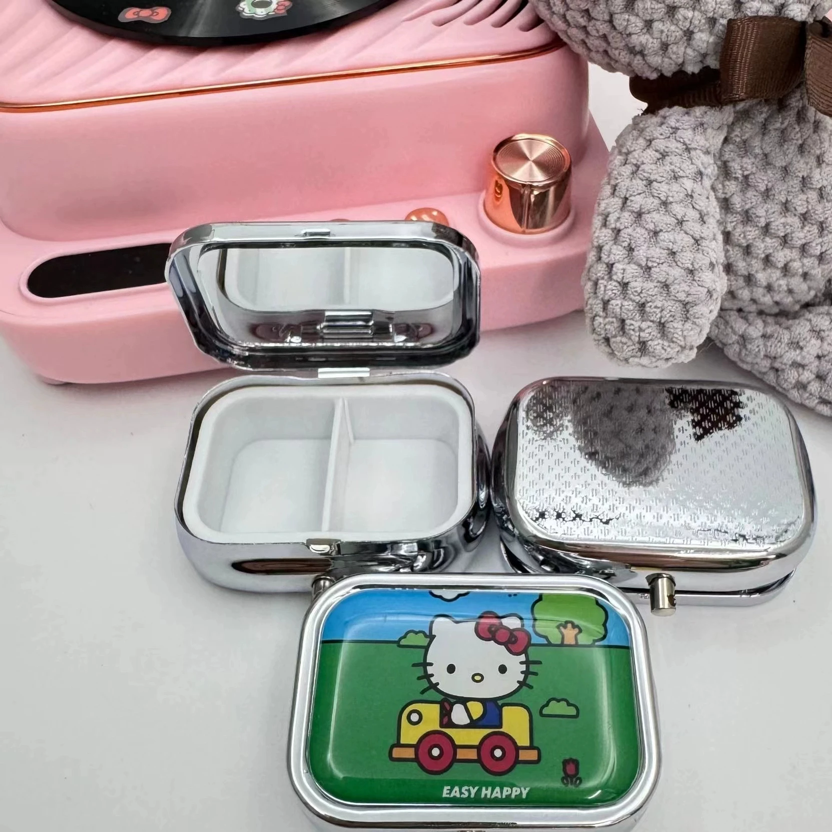 かわいい分割金属製小型薬箱ポータブル梱包箱旅行用かわいいミニ防湿・防光収納ボックスフェスティバルギフト