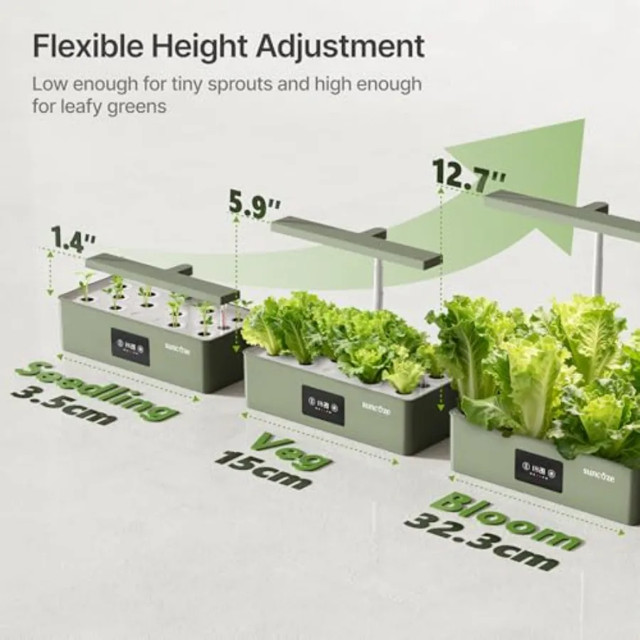 Compact Hydroponics Growing System Premium Kitchen Countertop Kit — Dimmable 24W Grow Light Plus Timer