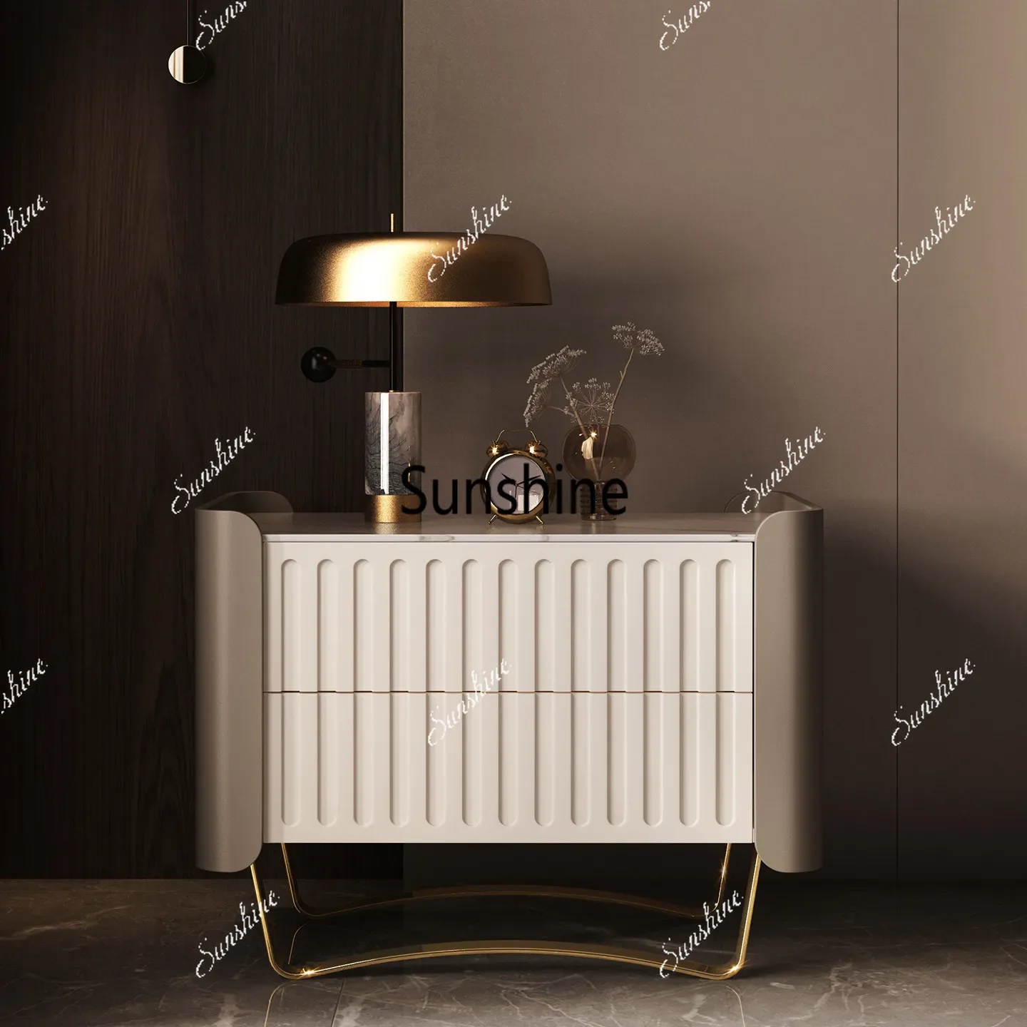 

YLight luxury bedside table, leather small apartment, high-end sense of intelligence, minimalist and modern