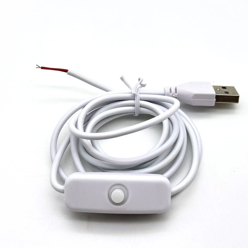 2Pin USB Type C Extension Cable with On/Off Switch Button USB-C For LED Lighting DIY Power Cord 5V Universal
