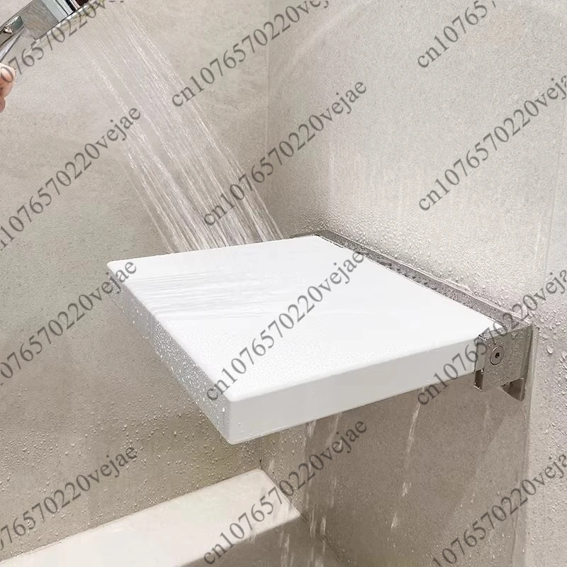 Non-slip Bath Chair Bathroom Wall-mounted Shower Seats Black Shower Seat Home Porch Shoe Stool Light Luxury Foldable Soft Stool