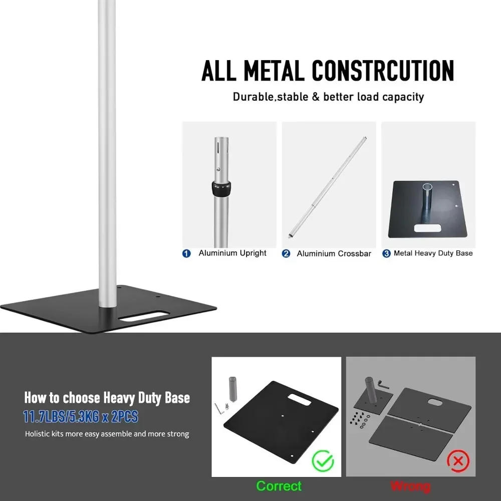 10x10Ft Double Crossbar Pipe and Drape Kit, Heavy Duty Adjustable Backdrop Stand,Backdrop Stand, Aluminium Double Backdrop Stand