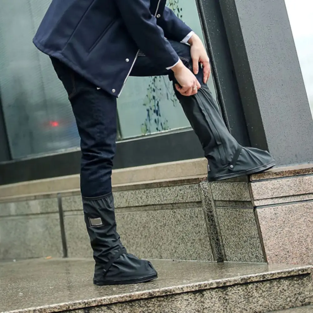 Foot Covers High Tube Rain Boots Durable 42cm Tall Shoe Cover Non-Slip Thick Rain Shoe Covers Rain Protection