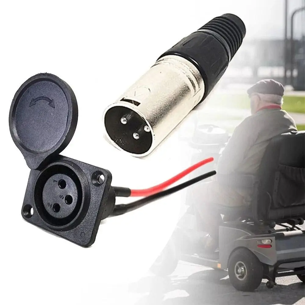 3Pin Female Socket Battery Charger Port Plastic Metal Construction Inline Plug Adapter Inline Connector Auto Replacement Parts