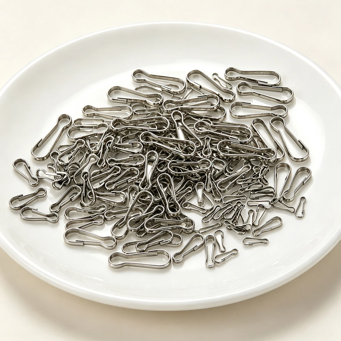 50Pcs Stainless Steel Lanyard Snap Hook Spring Clip Assorted Sizes Silver Keychain Bag Strap Bracelet DIY Jewelry Making Finding