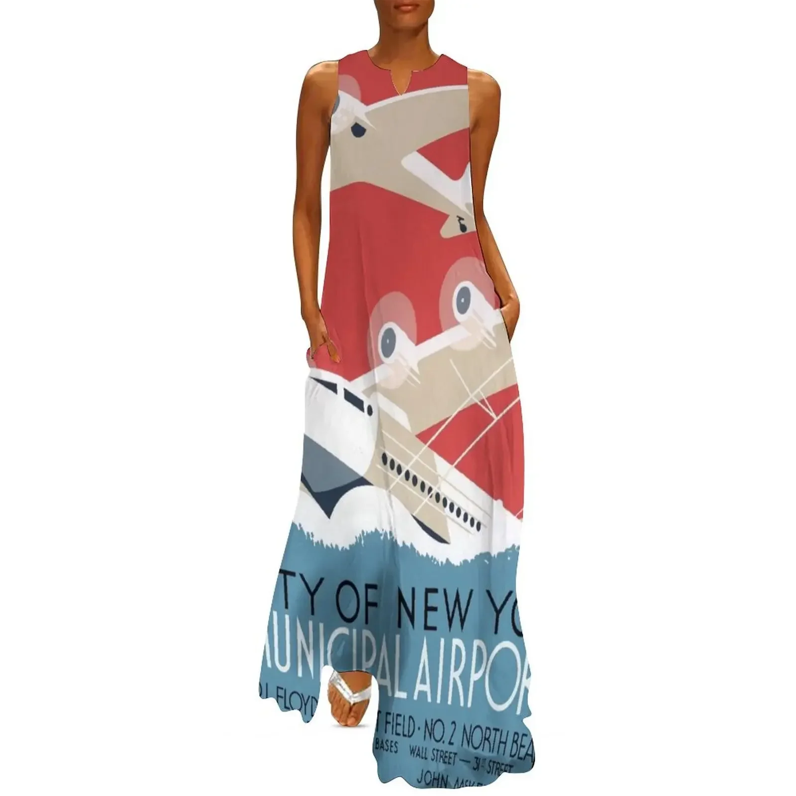 

Vintage Aviation Poster, 1930s Long Dress wedding dresses for woman Evening gown birthday dress Dress