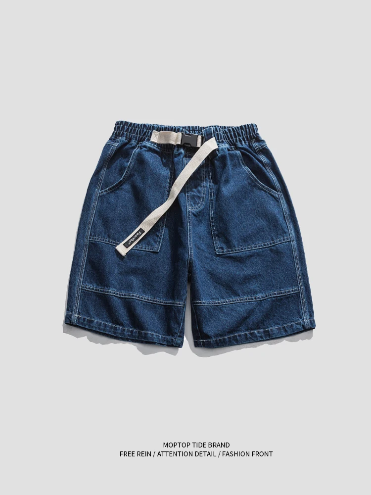 Loose Casual Men's Denim Shorts American Style Beach Workwear Five-Point Summer Trend Streetwear Harajuku Cotton Youth Jeans