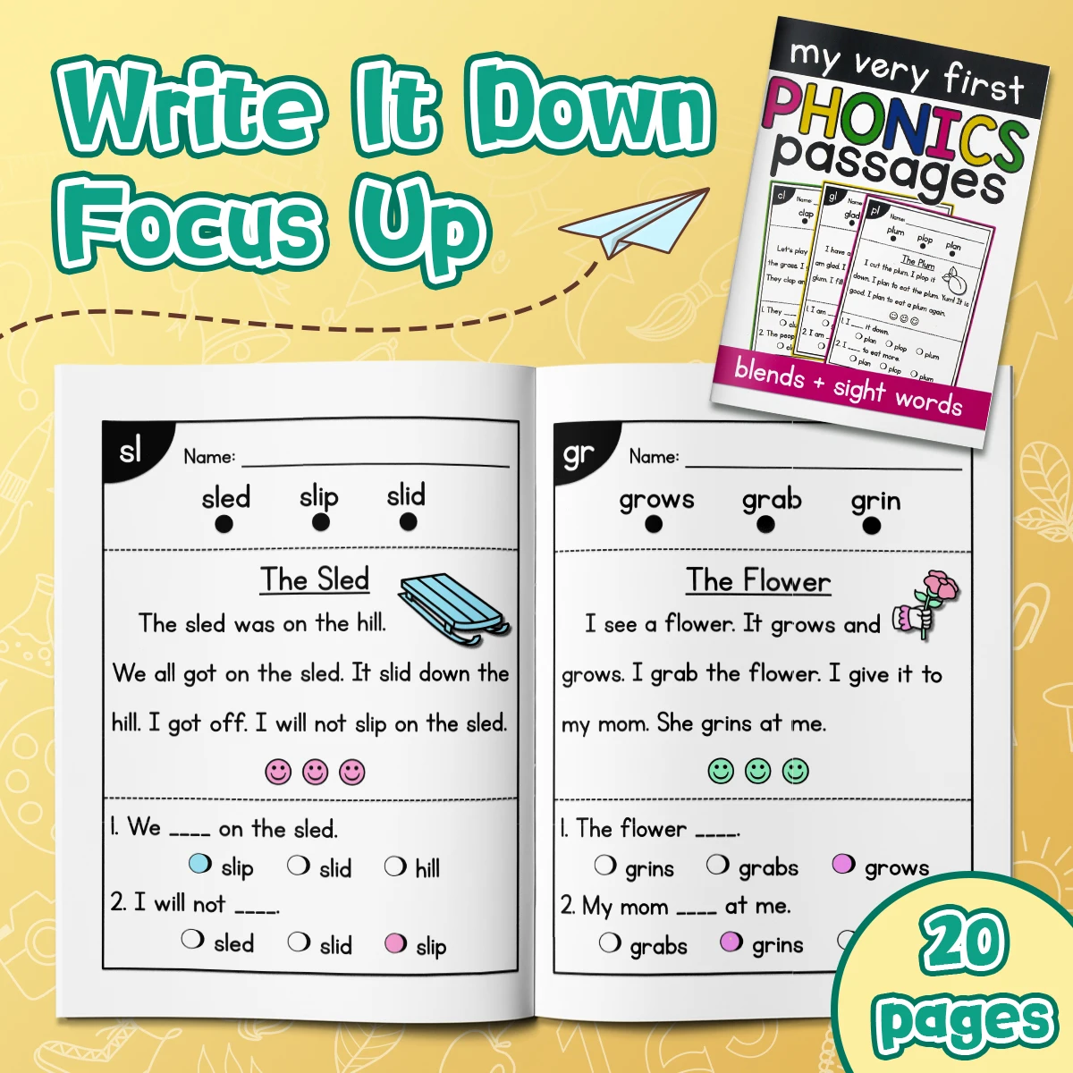 English Reading Comprehension Workbook for Kids, Reading Practice Book, Improve Vocabulary, Reading & Comprehension Skills