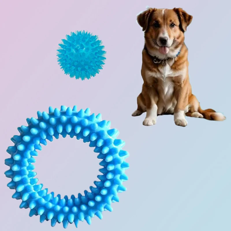 Juguete educativo interactivo de dentición de goma para perros, anillo de espina suave, bola de espina suave para acompañar el entrenamiento, juguete perfecto para cachorros