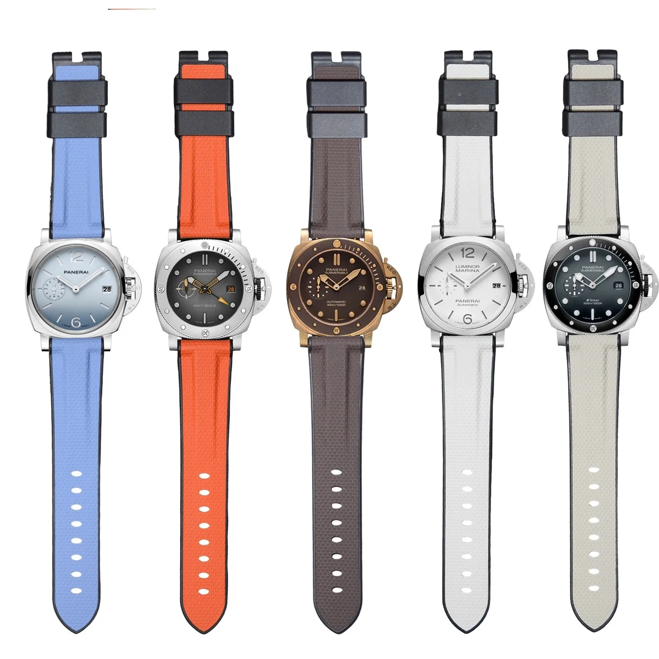 ДЛЯ PANERAI LUMINOR/СТРАМИРОВАННЫЙ РЕЗИНОВЫЙ РЕМЕНЬ 22 ММ PANERAI РЕМЕНЬ 24 ММ РЕЗИНОВЫЙ РЕМЕНЬ ДЛЯ ЧАСОВ
