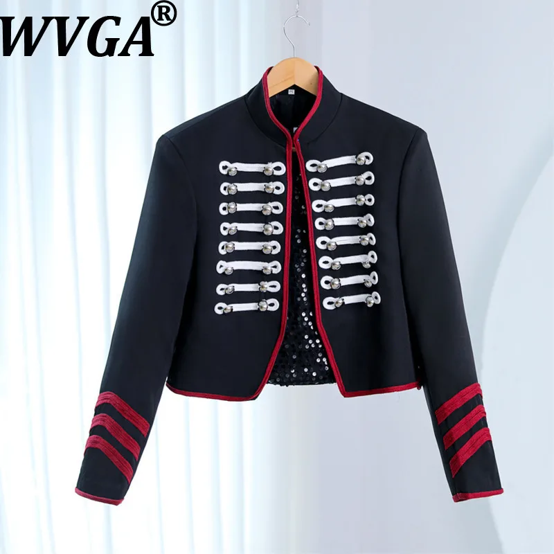 WVGA Spring Autumn New Men's British Style Blazers Stage Performance Suit Color Blocked Design Slim-fit Short Jackets Ins W27058