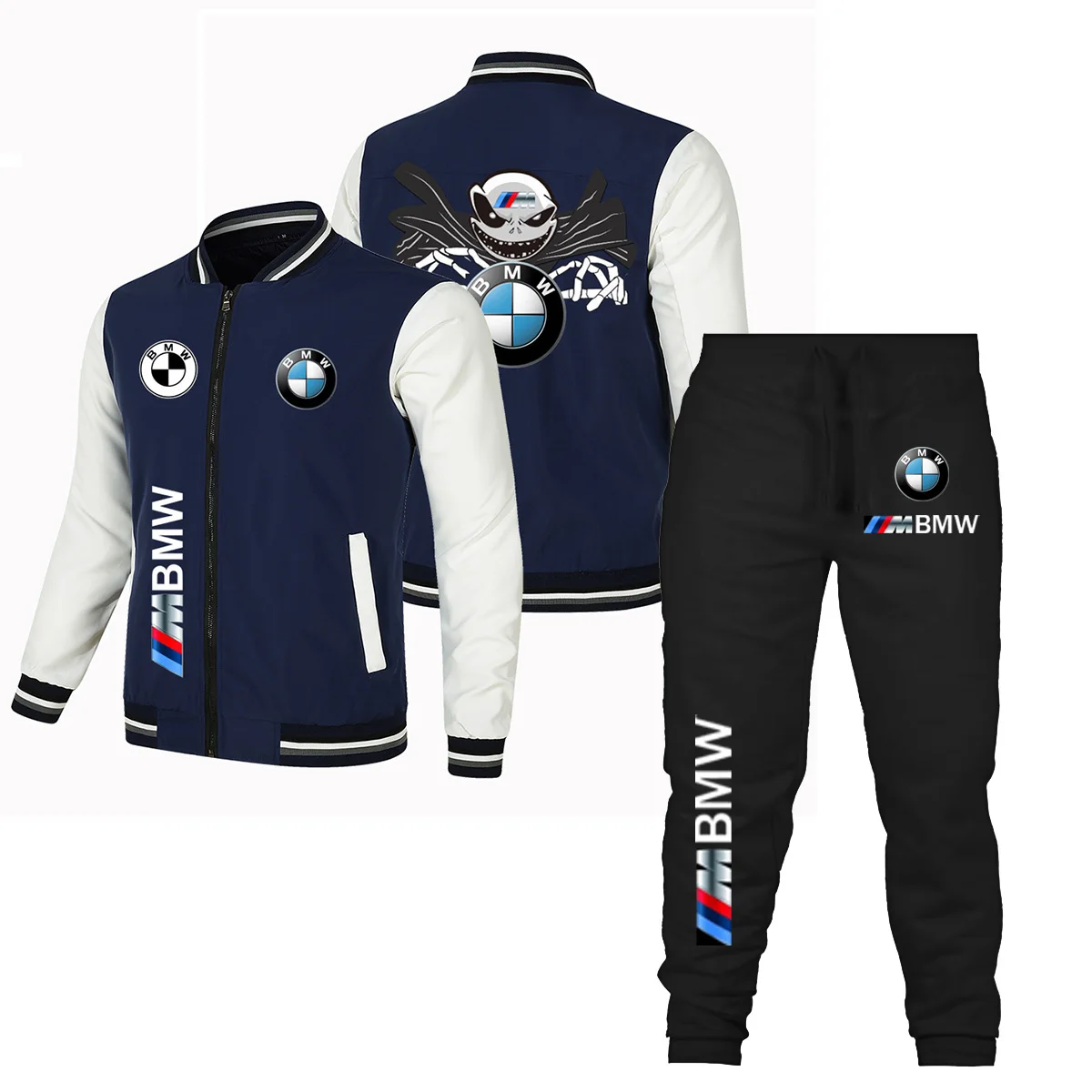 2025 Nueva chaqueta de ciclismo BMW Stormtrooper a prueba de viento, chaqueta de béisbol BMW + pantalones conjunto de dos piezas, conjunto de chaqueta informal estampada BMW