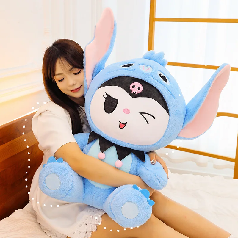 

Sanrio Transforms Into Stitch Kuromi Doll Plush Doll Toy Home Furnishings Sleeping Doll Children's Christmas and Birthday Gift