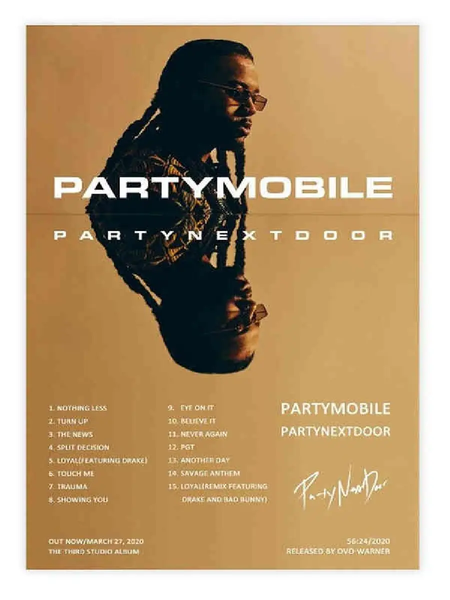 Retro Music Album Cover Posters  Pop Hip Hop Rapper Partynextdoor Canvas Art for Room Decor  Aesthetic Wall Decor for Home