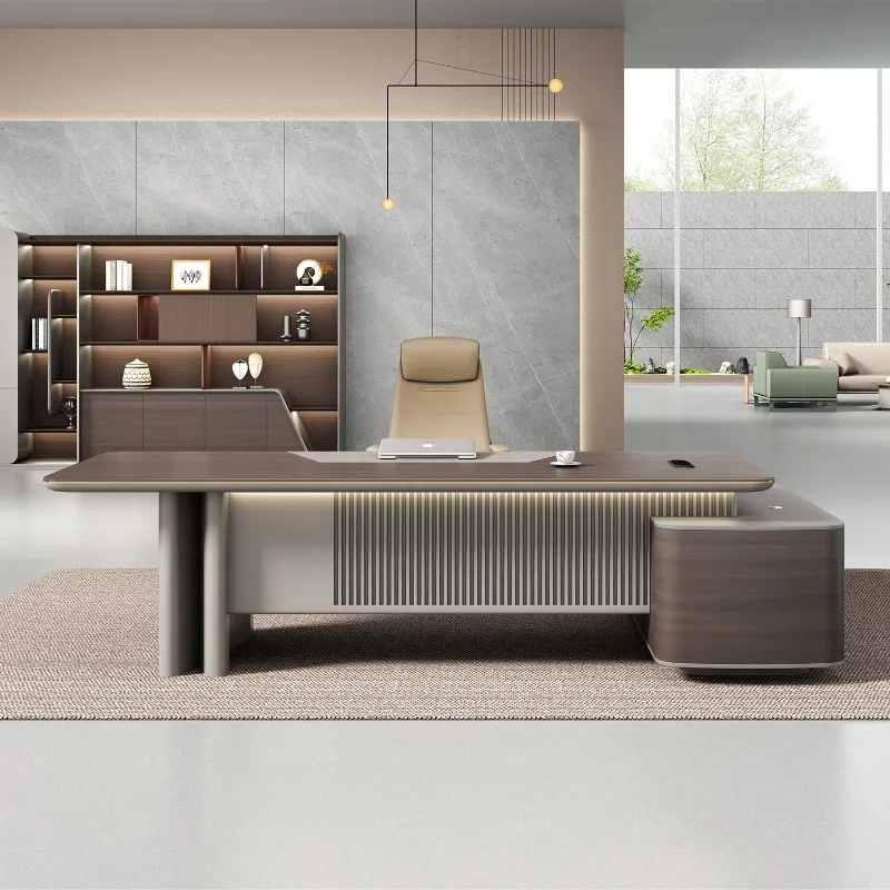 Foshan Furniture Supplier L-Shaped Office Furniture Boss CEO Manager Desk Executive Wooden Office Table