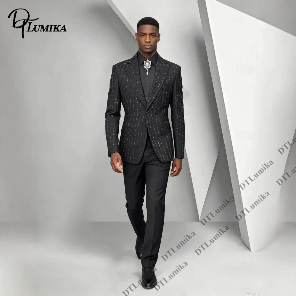 Minimal Glamour 2‑Piece Suit Sleek Evening Jacket Pants Tailored Gentleman Outfit Anniversary Dinner Business Award Ceremonies