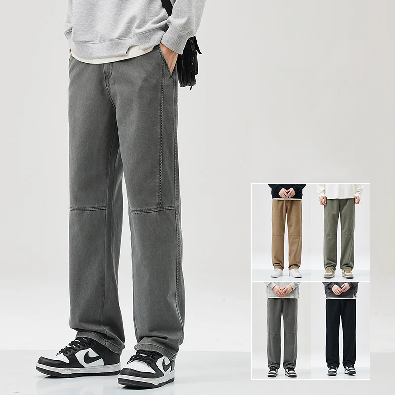 

American Style High Quality Cotton Cargo Pants 2024 Spring Fashion Street Casual Youth Loose Straight Wide Leg Trousers