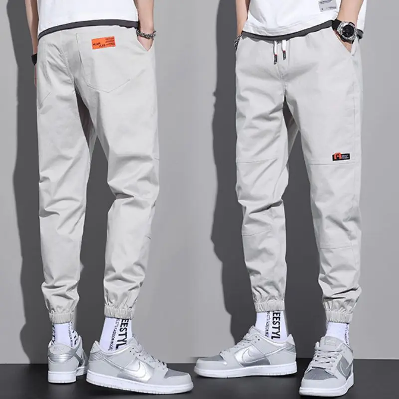 

Cotton Spring Autumn 2022 Fashion Cargo Thin Korean Versatile Men's Workwear Track Sports Harem Pants Casual Cropped Trousers