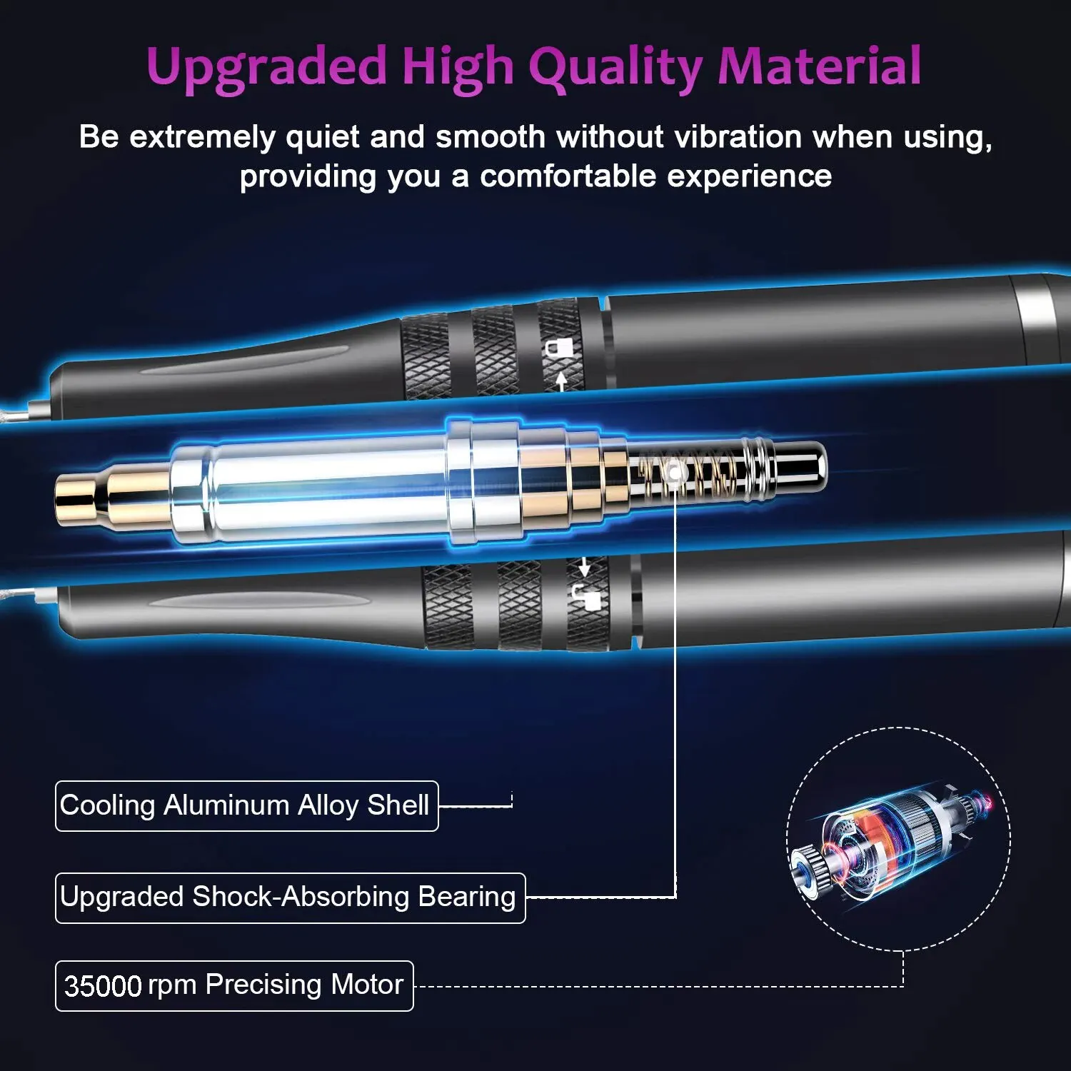 เครื่องที่กรอเล็บไฟฟ้า35000RPM ชุดตะไบเล็บแบบพกพาสำหรับอะคริลิคปรับการแสดงผลความเร็วได้ทำเล็บมือเล็บเท้าใช้ในบ้าน