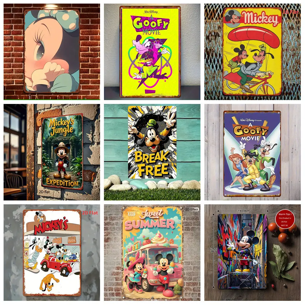 

Miniso Mickey & Pals Retro - themed Decor Metal Signs Tin Signs Captain Poster Decor for Bar Pub Club Man Cave Wall Decoration
