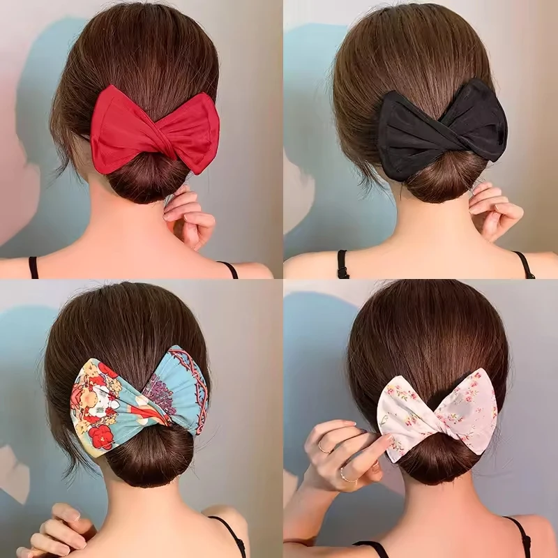 1pc Bun Hair Band DIY Donut Maker Girls Women Print Knotted Flexible Twister Styling Tool Headband Curler Hair Accessories