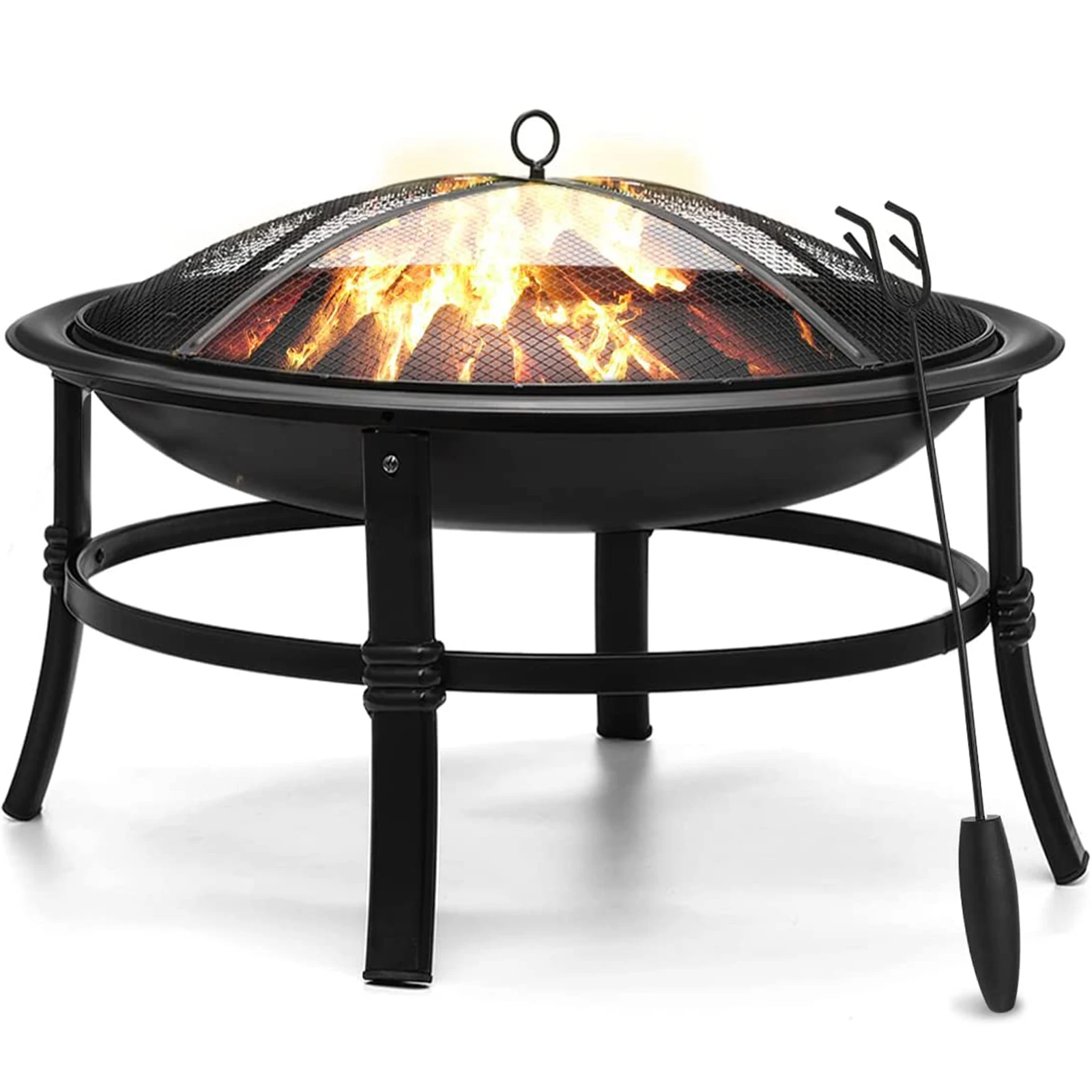 22/26/30/32/36 Inch BBQ Grills with Fire Poker Wood Burning Stove Portable Quick Heater Winter Outdoor Camping Travel Fire Bowl