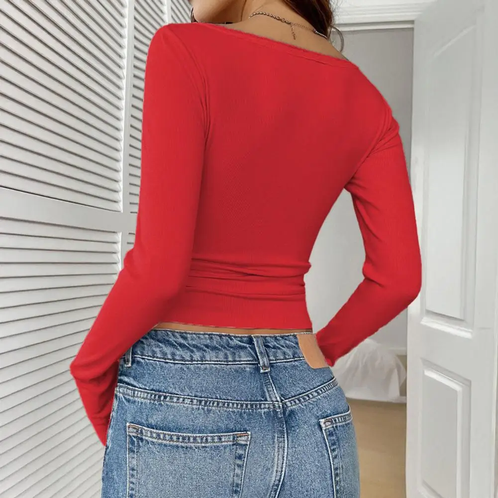 

Женские топы стандартного кроя с длинным рукавом, V-образным вырезом, кружевной отделкой, однотонные, осенне-зимние блузки для повседневной носки