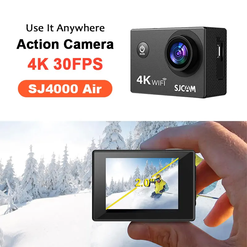 SJCAM SJ4000 Air 4K/30fps Action Camera 30M Waterproof with Case 2.4G WiFi Sport Camera for Vlogging Fishing Cycling Skiing