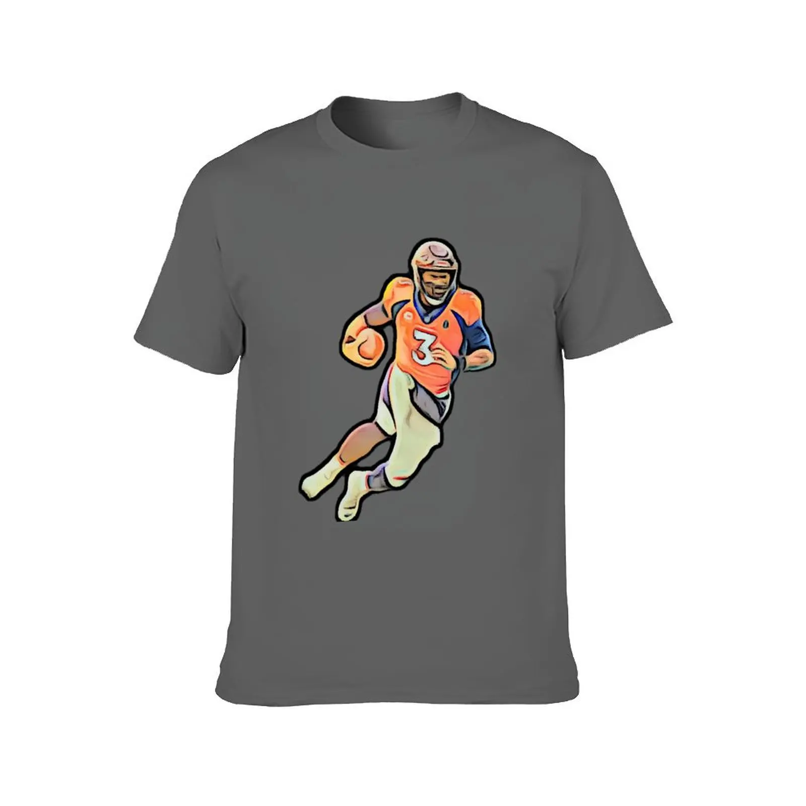 Russell Wilson denver quarter back bold cartoon T-Shirt Clothing anime shirt mens vintage t shirts