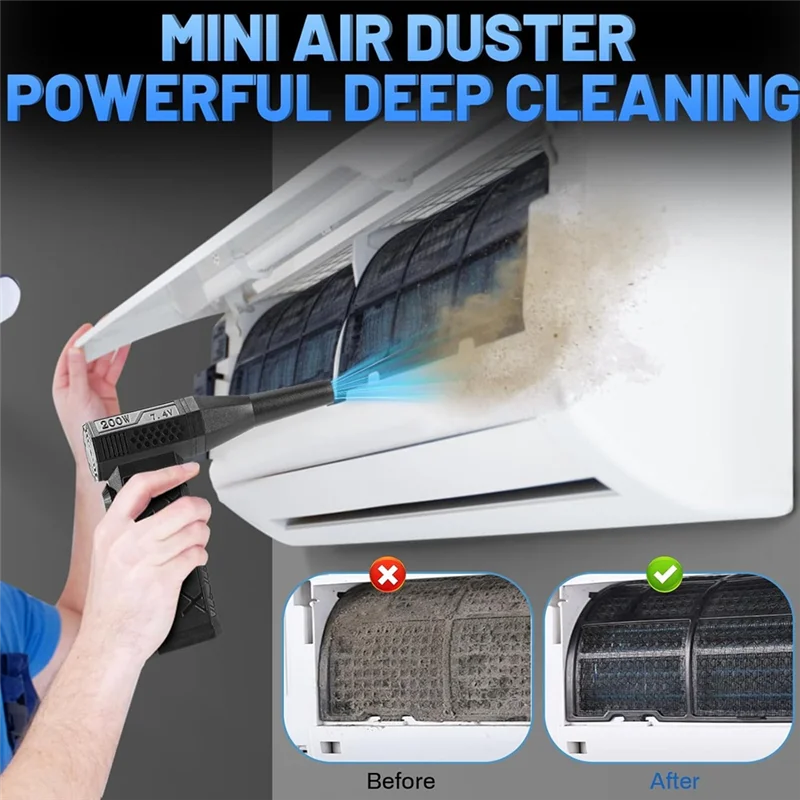 

VO-200W Compressed Air Duster 130000RPM Tiny Electric Air Duster, Stepless Speed, For Keyboard PC Deep Cleaning