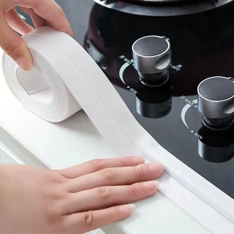 Tira de sellado impermeable para inodoro, cinta de PVC a prueba de moho para baño, fregadero, ducha, bañera, cocina, autoadhesiva para pared