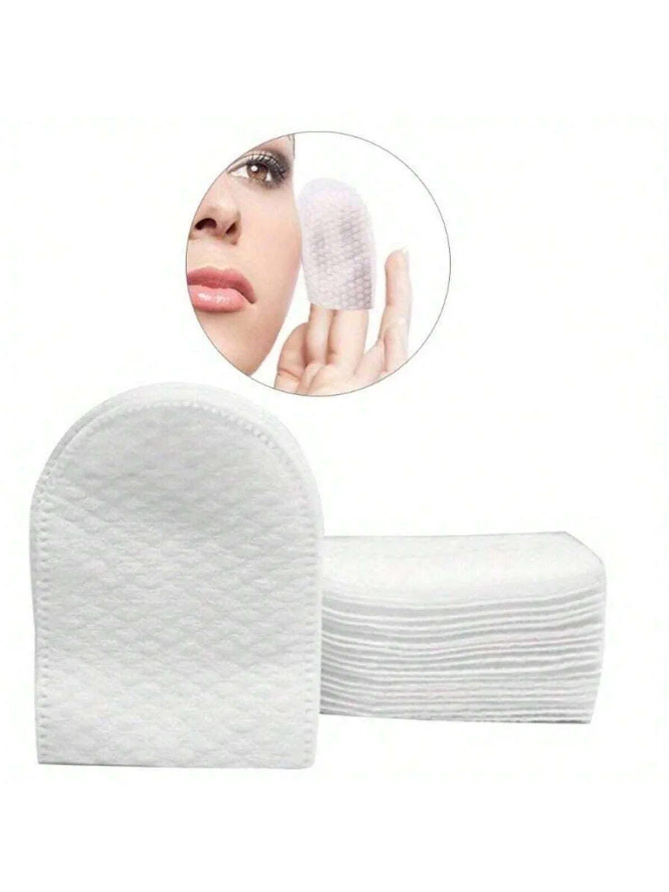 30 قطعة/50 قطعة/100 قطعة المتاح إصبع المهد من نوع مزيل ماكياج منصات على شكل حرف U غير المنسوجة النسيج على الوجهين جيب من نوع لينة خالية من الوبر مزيل ماكياج مع تأثير جيد