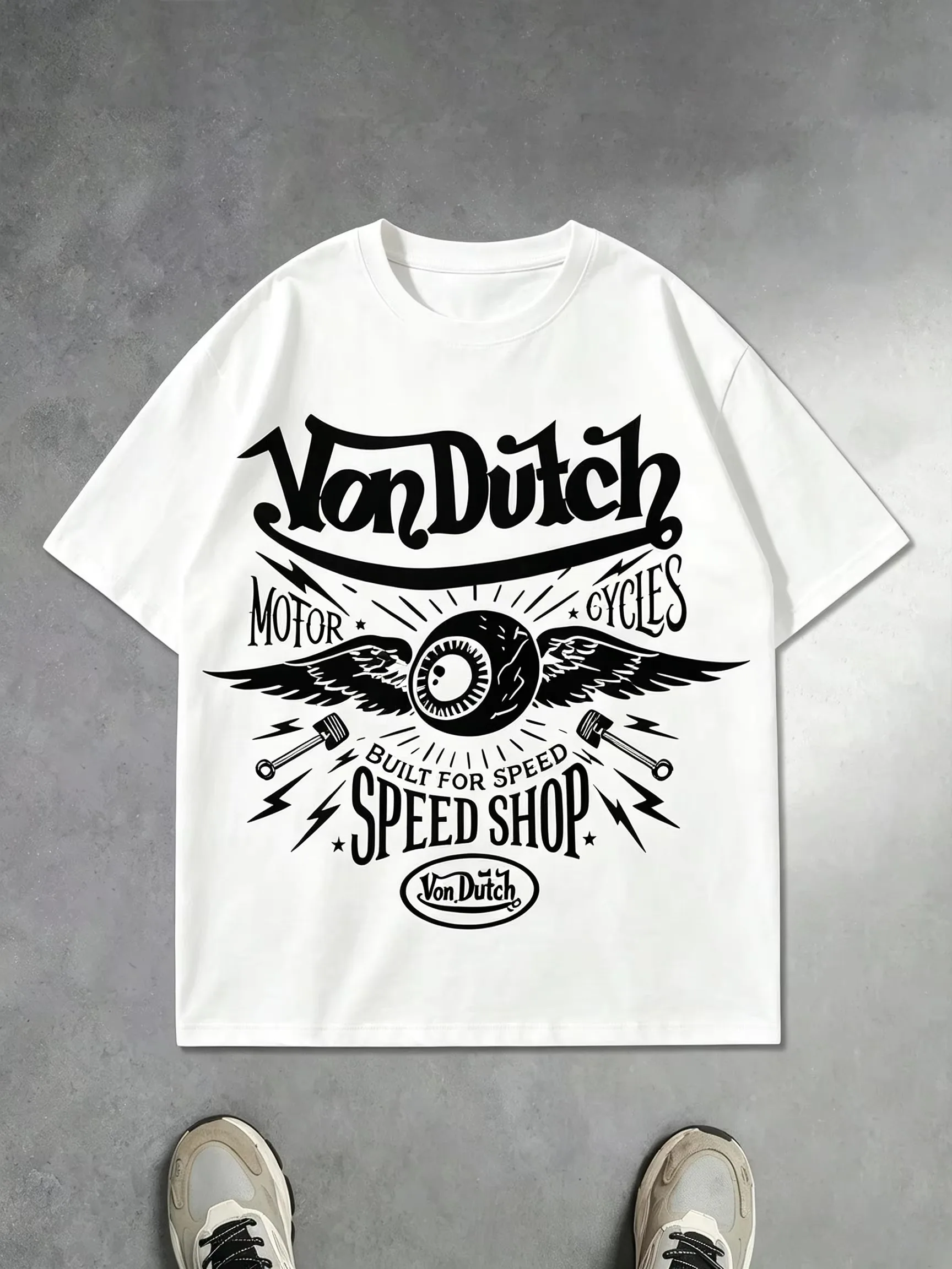 Von Flying Eyeball Dutch Vintage Motorcycle Graphic T-Shirt Cotton Men Women Streetwear Tee