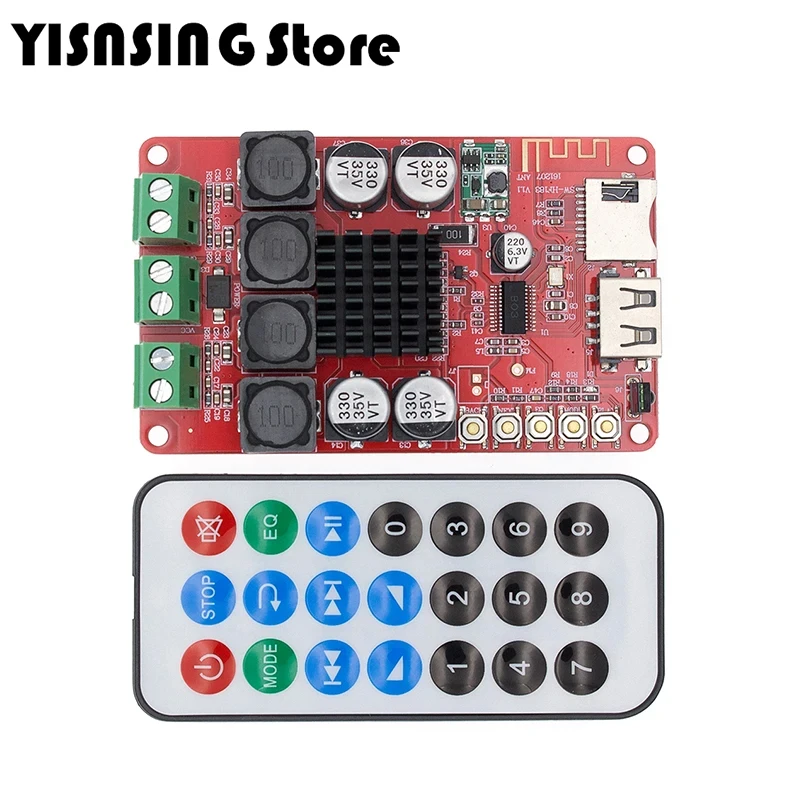 TPA3116 Bluetooth Receiver Amplifier Audio Board Digital U Disk TF Decoding With Remote 2X50W 2*50W Amplifier