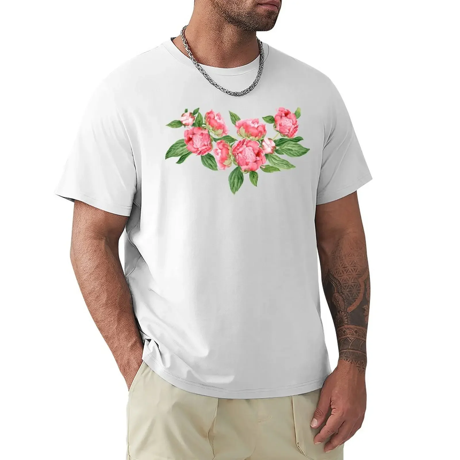 Watercolor Peonies T-shirt cute clothes cute tops summer tops blacks plain white t shirts men