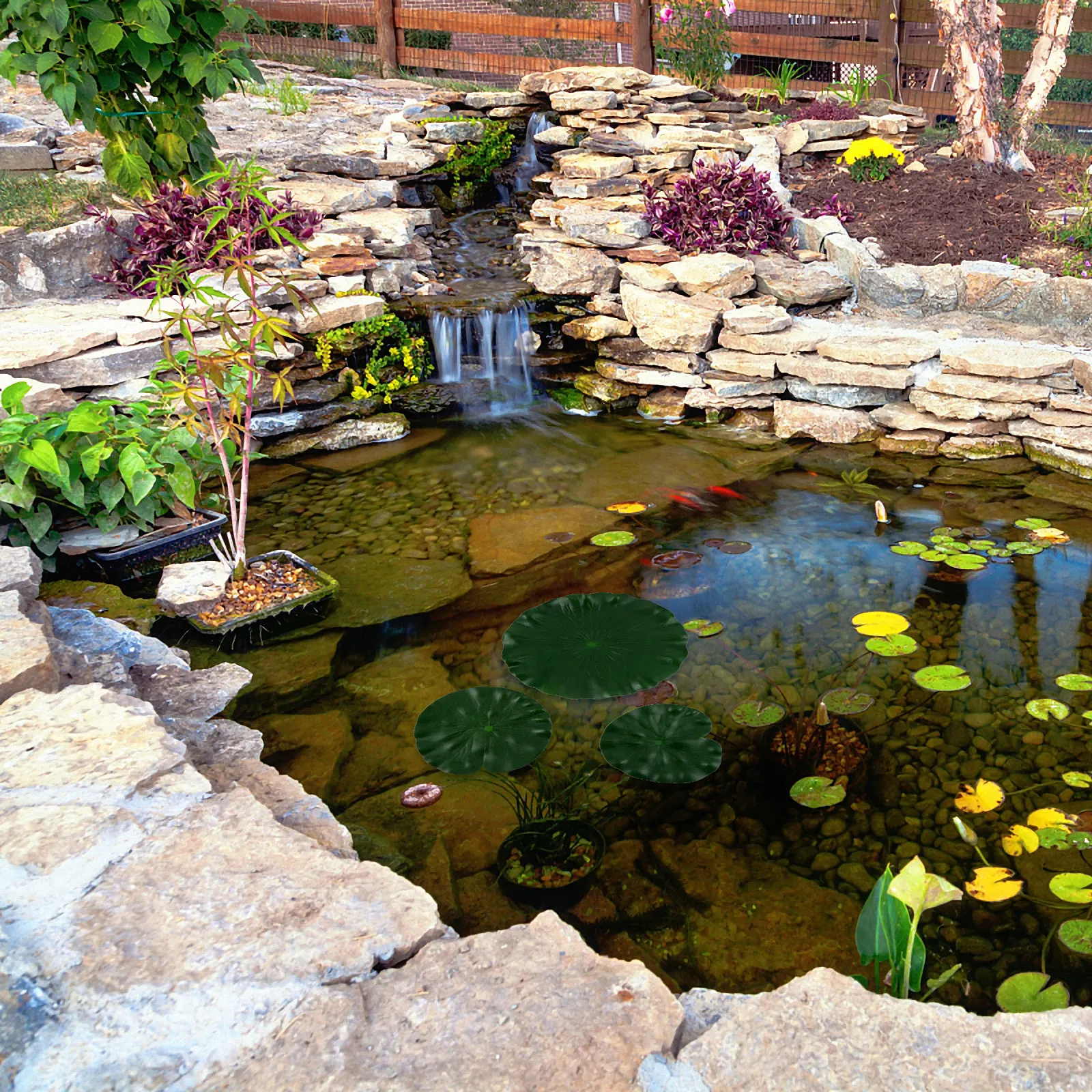

9PCS Artificial Lotus Leaves Water Lily Pads EVA Material Fish Pond Tank Decor Realistic Foliage L scape Photography Props