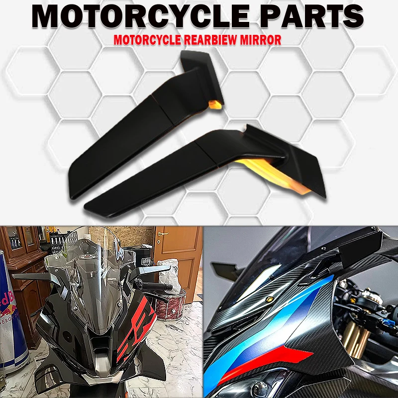 

New Motorcycle Rearview Rear View Side Mirrors With LED Turn Signal Light For Bmw S1000RR S1000 RR S 1000 RR 2019-2025 2023 2024