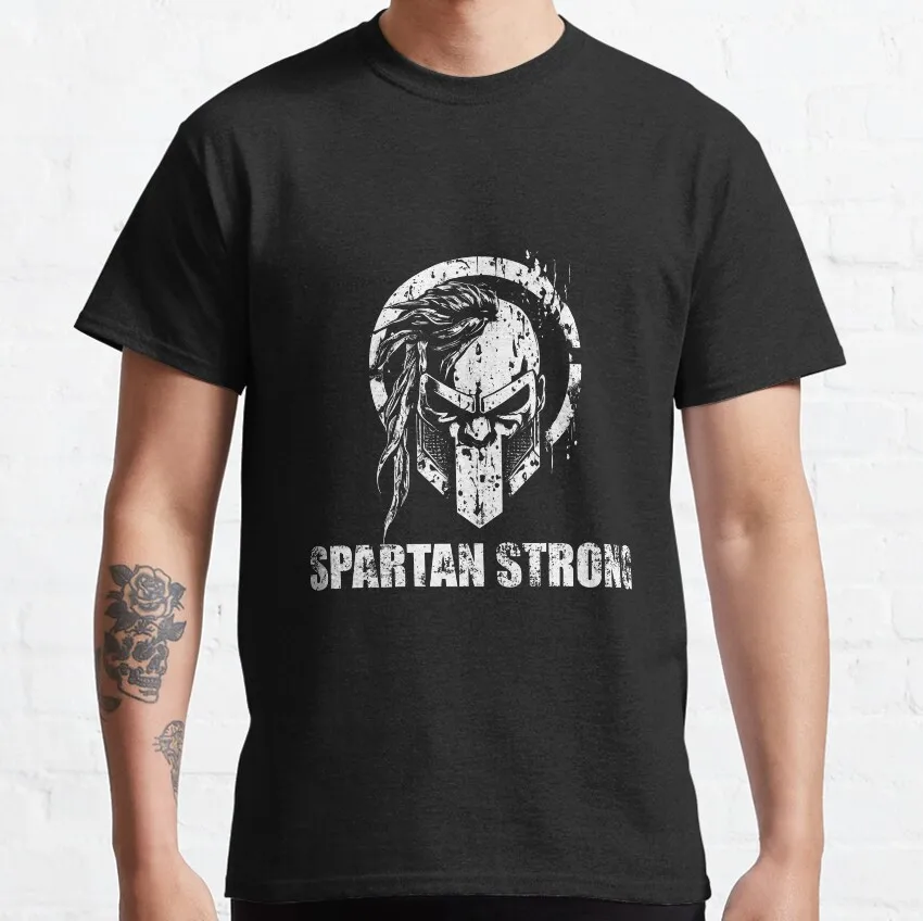 

Mighty Fearless Spartan Strong Gift t shirt Spartan warrior helmet Graphic clothes All size Tops 100% cotton print tee S-6XL