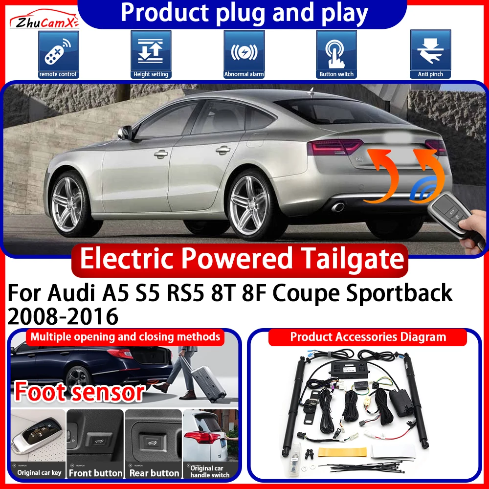 ZhuCamX Powered Tailgate for Audi A5 S5 RS5 8T 8F Coupe Sportback 2008-2016 Anti Pinch Smart Intelligent Control Gate Lift Kit