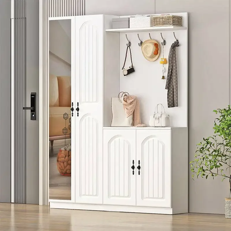Simple foyer cabinet enters the door, coat, locker partition, large-capacity shoe with full-length mirror storage, entrance