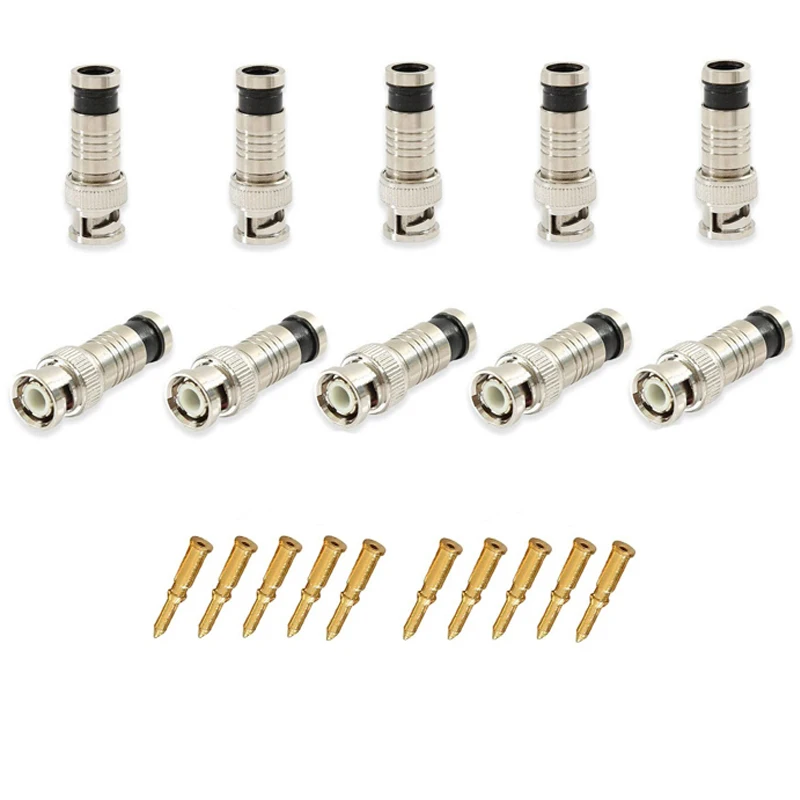 10 Stks/partij Security System Bnc Connector Compressie Connector Jack Voor Coaxiale RG59 Kabel Cctv Camera Accessoires