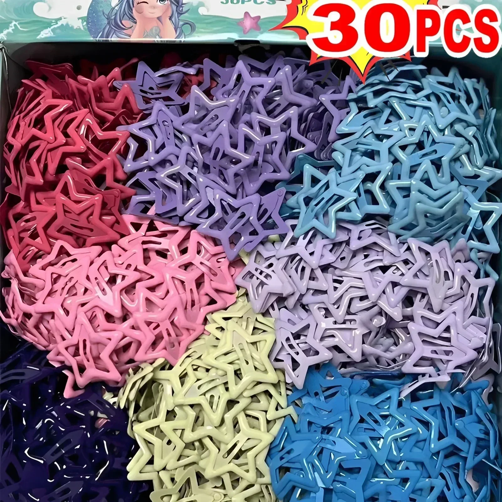 10-30Pcs Colorful Star BB Hair Clips Y2K Women Grils Cute Metal Star Hairpin Side Barrettes Hair Grip Headwear Hair Accessories