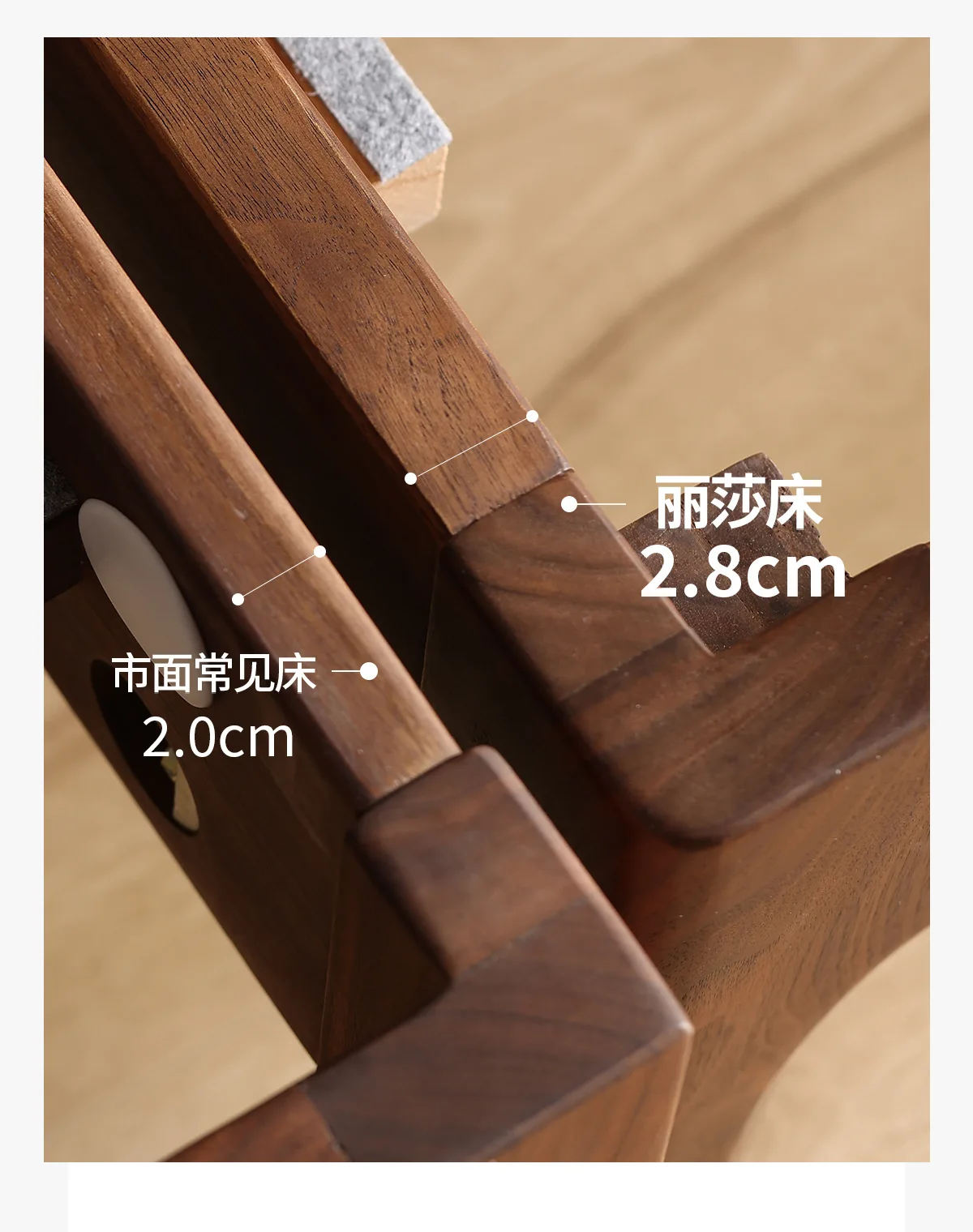 Nordic modern simple solid wood double bed North American black walnut bed Master bedroom queen bed High backrest queen