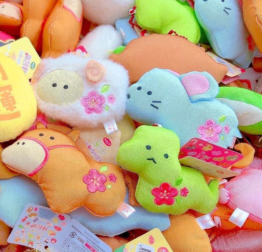 5.8cm Yell plush toys cute kawaii New Year Round Eyes Zodiac Petit Mascot BC rabbit tiger rat pig dog monkey snake pendant