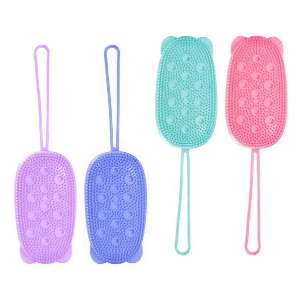 

4Pcs Double Side Silicone Bath Brush Soft Body Scrubbers for Scalp Hair Washing Massage Body Cleaning Pool Family Use Travel
