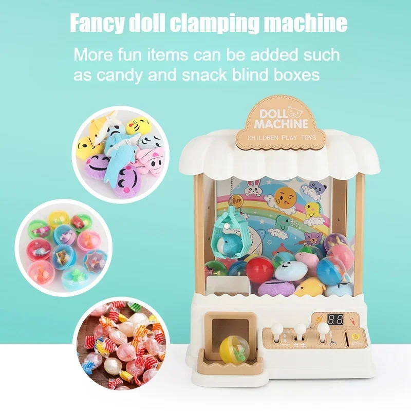 Children's Claw Machine with Sound Light Effects Small Household Gaming Equipment Toys Coin Operated Countdown Twisting Machine